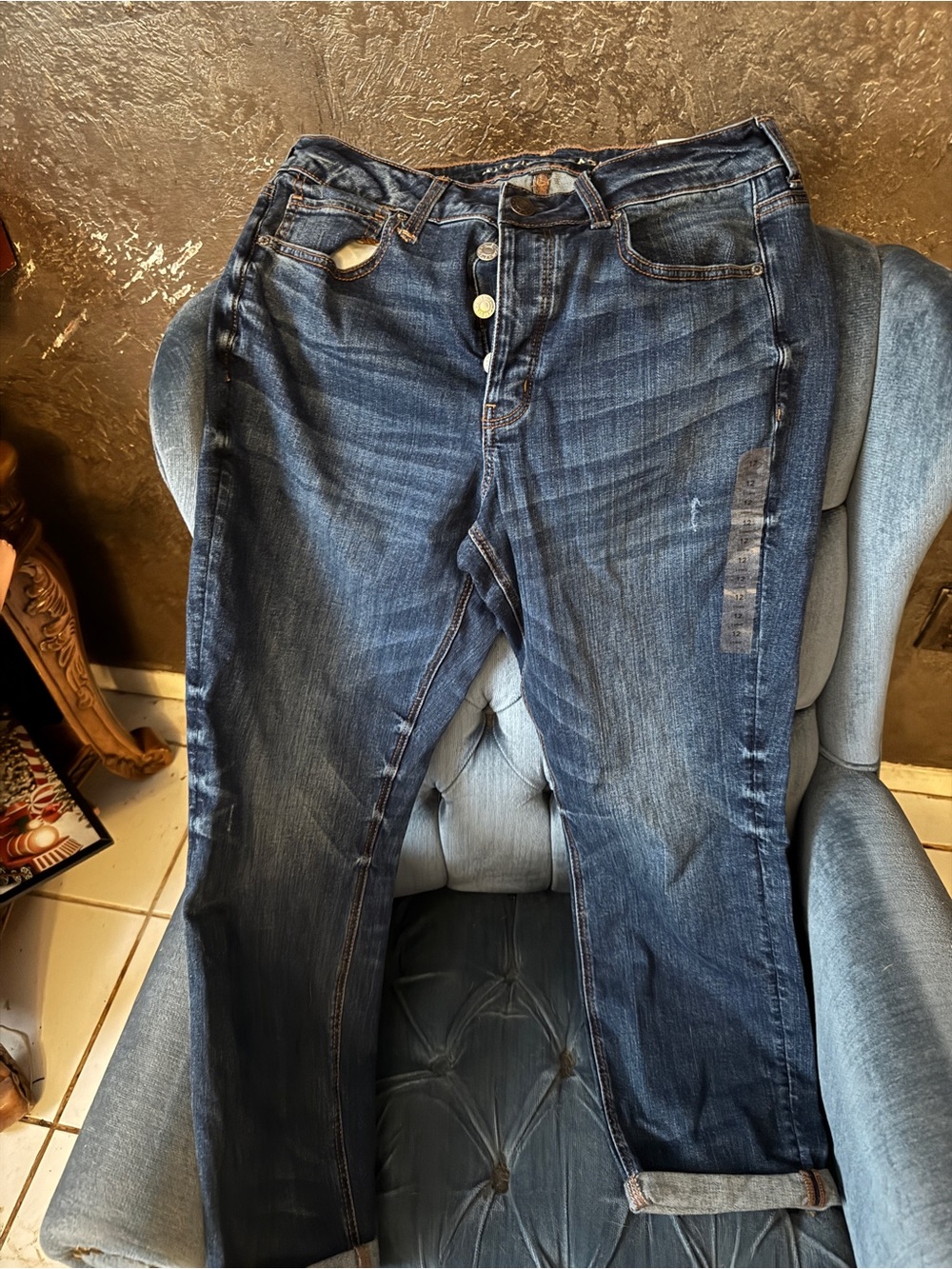American Eagle Outfitters Women's Straight-Leg Dark Blue Jeans